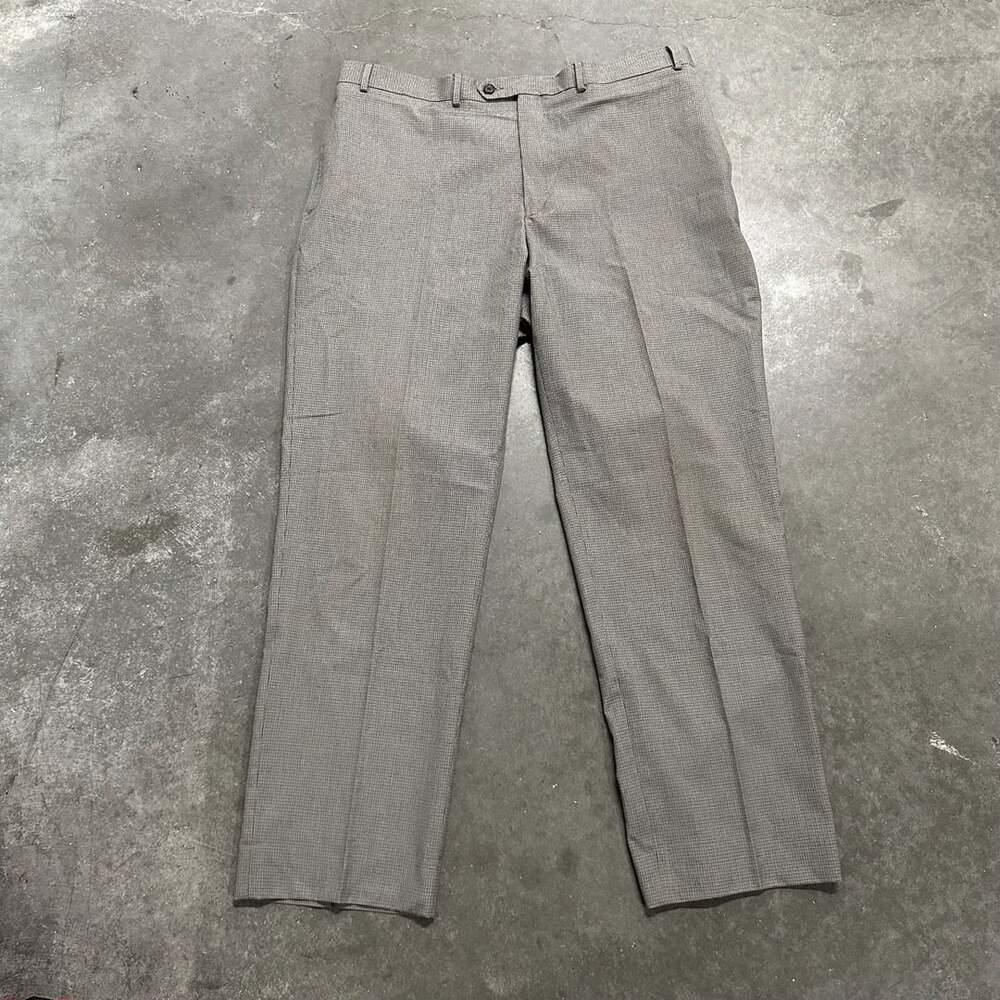 Ralph Ralph Lauren Mens 38x30 Houndstooth Dress Pants Wool Straight Leg Pleated